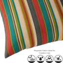Set of 2 Outdoor Throw Pillows 19 x 12 Inch – Reversible Rectangle Patio Accent Pillows – Weather-Resistant Polyester Fabric – Eco-Friendly Recycled Polyfiber Fill – Sunset Stripe - Updated