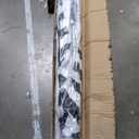 JONATHAN Y Half Umbrella UMB1201H Beverly 9 ft. Designer Classic Scalloped Fringe Market Patio with Crank, Tilt Button and UV Protection in Black/White, White Pole