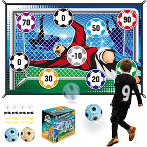 JHHJIFY Soccer Ball Game Mat Set, Soccer Ball Indoor Target Toss Party Game, Sports Toys and Gift for Kids Boys Girls for 3 4 5 6 7 8 Year Old Boy Toys Birthday