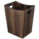 SEHERTIWY Wood Trash Can, Farmhouse Wastebasket Bin for Bathroom, Office, Bedroom, Living Room, Small Square Rustic Garbage Container (Wood-Brown)