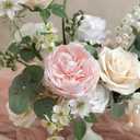 Ling's moment Fake Flowers Box, Faux Artificial Greenery Stems Foam Roses Silk Peony Eucalyptus Fabic Flower for Centerpieces Bouquet Wedding Vase Floral Decorations, Cream & Blush, Deluxe Combo