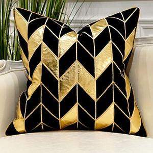 Avigers 20 x 20 Inches Black Gold Striped Cushion Case Luxury European Throw Pillow Cover Decorative Pillow for Couch Living Room Bedroom Car