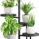 iDavosic.ly 5 Tier Plant Stand Indoor Outdoor, Tiered Corner Plant Stands for Multiple Plants, Metal Plastic Tall Plant Display Holder Flower Shelf for Patio Living Room Garden Balcony Bedroom, Black