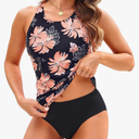 Tempt Me Two Piece Tankini Swimsuits for Women Tummy Control Bathing Suits High Neck Swim Top with Shorts Swimwear XL