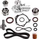 Timing Belt Kit with Water Pump Compatible with 2004-2006 Mitsubishi Galant/Lancer/Outlander, 2006-2009 Eclipse, 2.4L Engines, Replaces TCKWP332 TB332 168K1 CPW6622