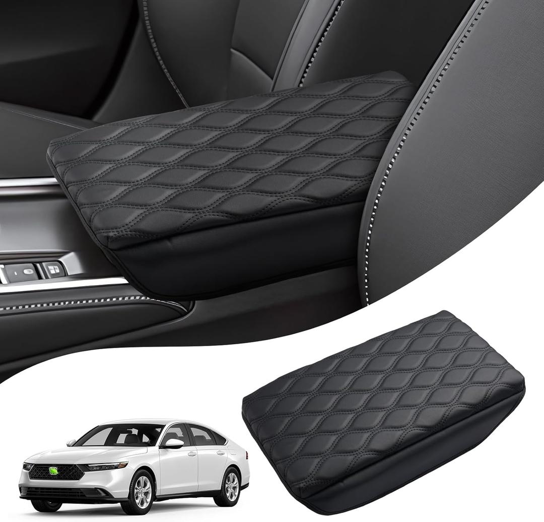 Autorder Center Console Cover for 2023-2025 2026 Honda Accord Accessories Armrest Cushion Cover Nappa Leather Middle Console Covers Accord Console Cushion Pad Anti-Scratch
