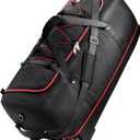 Rolling Duffle Bag with Wheels,110L/140L Expandable Soft-Sided Foldable Duffle Bag with 2 Rubber Wheels,Packable 32 Rolling Carry-On with Multi-Pockets & Compartments (black red)