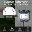 Outdoor Outlet Box with 9.8FT Cord - IP66 Waterproof Electrical Socket, Lockable Cover w/Switch & LED, NEMA 5-15R Dual Plug - for Garden, Yard, Pool, RV, Sports Field (9.8FT)