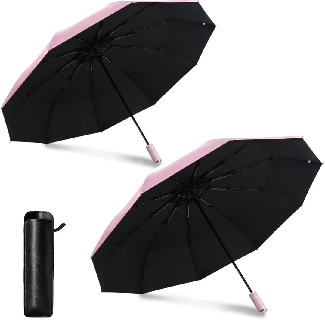 UV Protection Umbrella for Rain Sun Umbrellas Windproof Anti-Rebound UPF 50+ UV Travel Umbrella Compact for Women Men