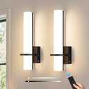 AIJIASI Black Battery Operated Wall Sconces Set of 2, 10000mAh Rechargeable Wireless Wall Sconce with Remote Control, 3000K-6000K Dimmable LED Wall Lights for Living Room Bedroom Hallway 15 Inch