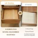 Kigley 3 Pcs Bamboo Wood Pegboard Drawer Organizer with 32 Pegs Wooden Peg Board Drawer Shelf Organizer Adjustable Peg System for Dishes Plate Pot Container Cookware Utensil Kitchen