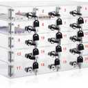 Layhit 20 Slots Cell Phone Locker Box for Classroom Clear Acrylic Cell Phone Storage Cabinet Bin with Door Locks for Classroom School Students Office Factory Employees