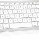 Bluetooth Keyboard, Ultra-Slim Wireless Keyboard for iPad, Rechargeable Ergonomic Computer Keyboard for iOS, Android, Windows PC Tablets Phone, White Silver