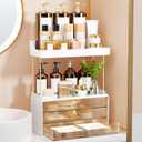 StorBin 3 Large Drawers Makeup Organizer - 5 Tier Bathroom Counter Organizers and Storage, Versatile Perfume Vanity Organizer, Ideal for Cosmetic, Large Skincare, Face Mask, Office Supplies, Amber