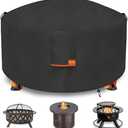 Dalema Fire Pit Cover,Outdoor Heavy Duty 600D 100% Waterproof Fire Pit Cover Round,Weatherproof Firepit Covers Round 50" Dia x 24" H,Black