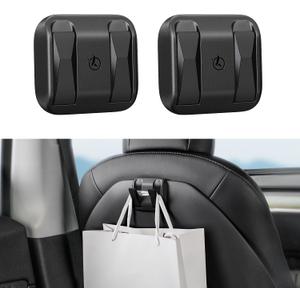 Pack of 2 Foldable Car Seat Hooks for Tesla Model Y Model 3 Accessories 2026 2025 2024 2023 2022 2021 (Includes Model Y Juniper and Model 3 Highland), Anti-Drop Purse Holder Seat Back Hanger (Black)