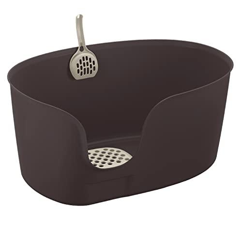 Richell 60037 Paw Trax High Wall Cat Litter Box - Brown - Extra Large