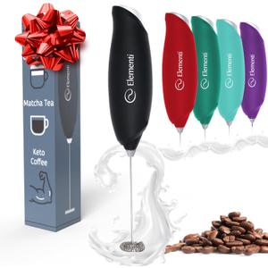 Elementi Milk Frother Wand - Coffee Frother Handheld - Drink Mixer - Coffee Mixer Wand - Cold Foam Maker - Electric Stirrer for Drinks (Black)