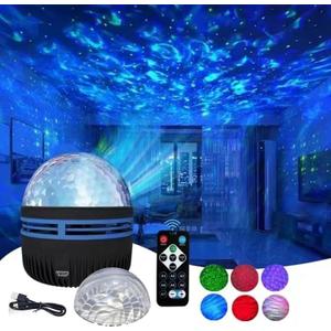 2 x 2 in 1 Northern Galaxy Light, Northern Lights and Ocean Wave Projector with Remote CoLntrol, RGB Colorful Night Light for Bedroom Home Decor Gifts (Aurora & Wave)