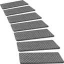Pure Era Bullnose Carpet Stair Treads Set Tape Free Non-Slip Indoor Stair Protectors Pet Friendly Rugs9.5" x 30"(14 Pieces,Grey Mini-Diamond Trellis)
