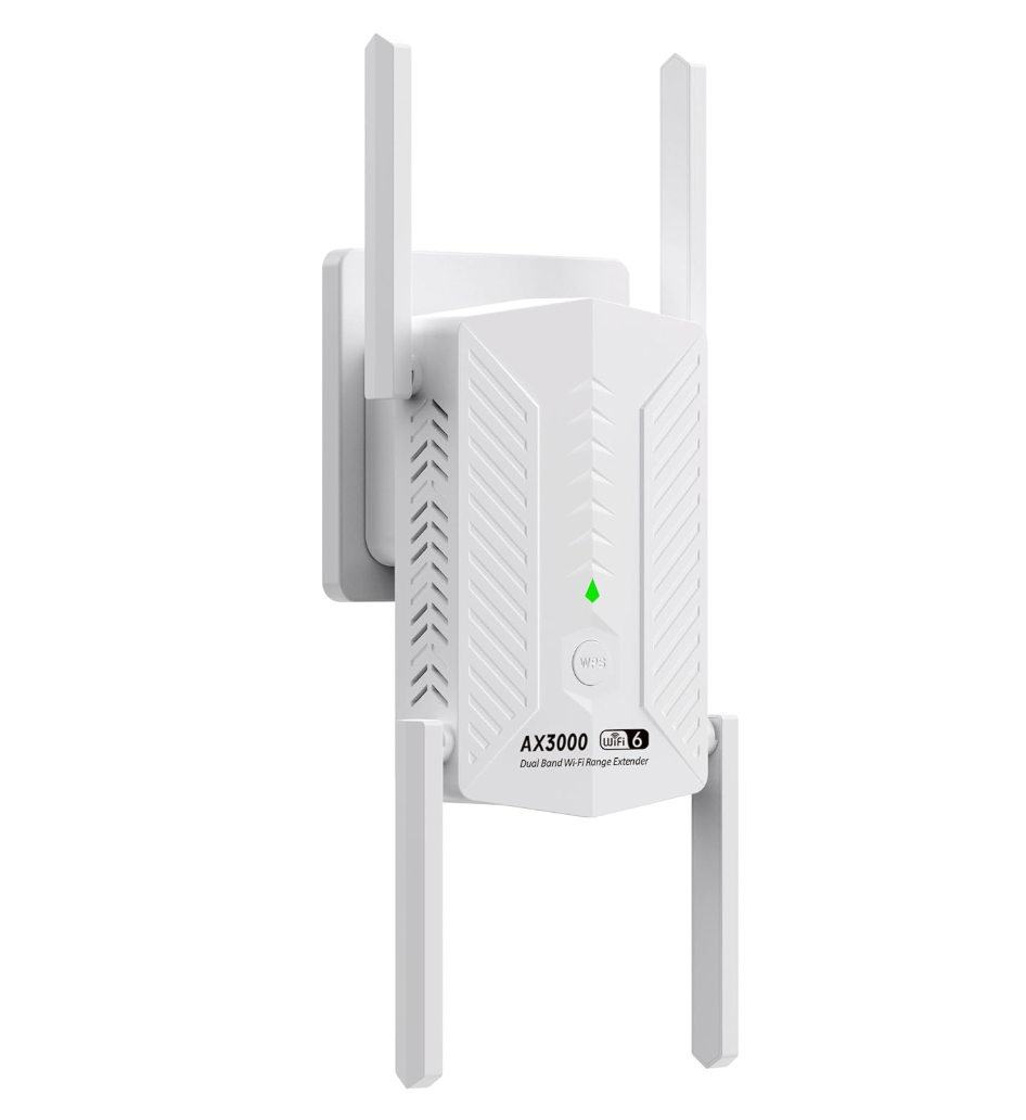 AX3000 WiFi Extender Signal Booster, Internet Wireless Repeater for Home, 300Mbps WiFi Booster with Ethernet Port, Dual Band 2.4G/5G, 4 Antennas