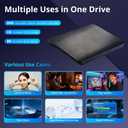 External Blu-ray Burner, 6X BD-RE Writer & 3D Blu-ray Player, USB 3.0 & Type-C Portable Optical Drive, CD/DVD Reader Burner for Laptop Desktop PC, Compatible with Windows 11/10/Mac OS/Linux