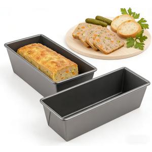 Terrine Molds, 12 in Nonstick Carbon Steel Loaf Pans, 2 Pack | For Pate, Terrines, Meatloaf, Cocktail Loaves And Small Bread Recipes, Home Baking And Charcuterie Prep