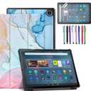 Tri Fold Case for Amazon Fire Max 11 (13th Generation, 2023 Released), Trifold Lightweight Stand Auto Wake/Sleep Folio Cover Case + 1 Stylus and 1 Screen Protector (Marble Blue)