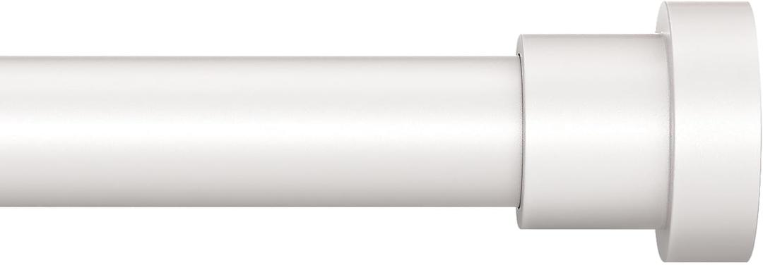 Briofox White Curtain Rods for Windows 66 To 120 Inch, 1 Inch Heavy Duty Adjustable Curtain Rod With Modern Decorative End Cap Finials WIth BracketsNOT TENSION ROD