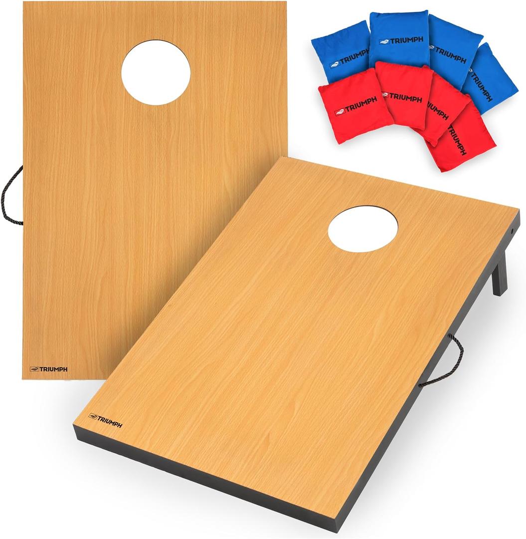 Triumph Tournament 2' x 3' Cornhole Set with 8 All-Weather Bean Bags Durable Tailgate Game Boards for Backyard BBQs, Camping, Family Activities, and Outdoor Summer Party Fun