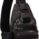 BAIGIO Tactical Sling Backpack Bag for Men Molle Crossbody Shoulder Bags Military EDC Chest Pack One Strap Daypack (Camo Black)