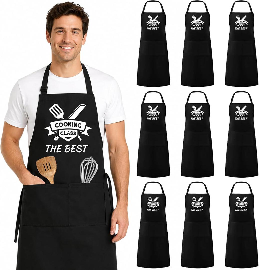 Water‑Resistant Kitchen Apron with Pockets, Unisex Polyester Apron