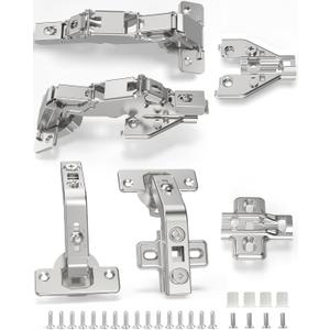 Chibery 2 Pair 135 Degree & 165 Degree Hinges Kit for Pie Corner Cabinets, Hidden Lazy Susan, Face Frame Self Closing, Clip On, Smooth Slow Close, Concealed Mount for Bi-fold Door, Kitchen Cupboard