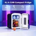 Antarctic Star Mini Compact Refrigerator with Gaming Light, 4L Capacity/6 Cans Portable Mini Fridge, for Bedroom,Car,Office and Dorm, Small Cooler for Cosmetics, Beverage and Food, Black