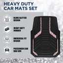 PIC AUTO Car Floor Mats, Pink Sparkly Crystal Bling Glitter Car Mats Set, Front and Rear Heavy Duty Rubber Car Mats with Anti-Slip Backing, All Weather, Trim-to-Fit for SUVs, Trucks, Sedan, Vans