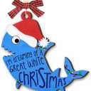 Shark Christmas Ornaments 2025 - Shark Gifts for Men and Women, Ocean Animal Lover Gifts for Teens, Friends, Family, Sea Life Decor, 2 Layers Wood Sea Animal Hanging Ornament