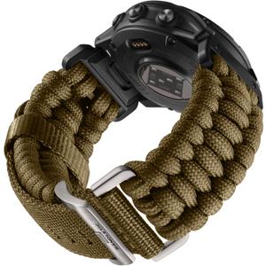 Compatible with Garmin Instinct Watch Bands - R-Nylon Survival Paracord Woven Nylon Strap Quick Fit 22mm Watch Band for Fenix 7/6/5/Forerunner 965/955/945/935/745/Epix 2/Approach S70/S62/S60 (Tan)