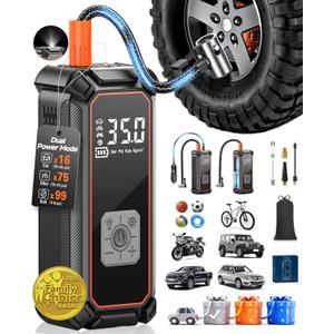 OlarHike Cordless Tire Inflator Portable Air Compressor, 150PSI Dual Power - 5400 mAh & 12V DC, Air Pump for Car Tires, Bike, Motorcycle, Bicycle, Electric Pump with LED Light & Digital Pressure Gauge