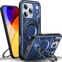WYUIC Designed for iPhone 17 Pro Max Magnetic Case, Compatible with Magsafe, 10ft Drop Test Hard Rugged, 360 Rotating Ring Kickstand Shockproof Protection Phone Case iPhone 17 Pro Max Cover, Blue