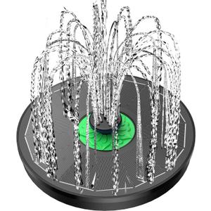 Solar Fountain Full Glass Panel No Battery, 3.5W Solar Bird Bath Fountains with 4 Fixed Rods & 7 Nozzles, Solar Fountain Pump for Bird Bath, Garden, Pond, Pool, Patio -Black Panel