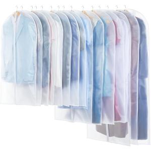 Translucent Garment Bag - 15 Packs Garment Bags for Hanging Clothes Dress Bag Suit Bags for Closet Storage Travel - 24" x 40"/47"/55"