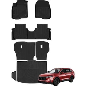 Marretoo for Honda CRV 2023 2024 2025 Floor Mats & Cargo Liner with Backrest Mat Full Set All Weather Protection TPE for Honda CR-V Accessories Quality Waterproof Heavy Duty car mat