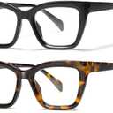 2 Pack Retro Oversized Reading Glasses for Women Men, Blue Light Blocking Computer Readers Stylish Spring hinge, Magnification Strength: 1.50 x