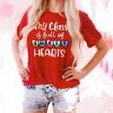 PECHAR Valentines Shirts Women Lover Heart Graphic Shirt Pullover Long Sleeve Tee Tops (Red, L)
