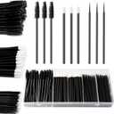 300pcs Disposable Mascara Wands Lip Applicator Makeup Brush Sets, 100 Eyelash Brush 100 Lipstick Wands 100 Micro Brushes with Box for Eyebrow Extension Makeup Kits Black