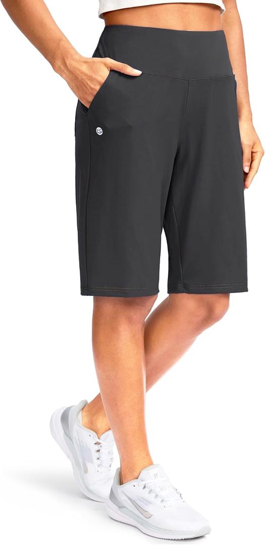 G Gradual Women's 12" Bermuda Long Shorts with Pockets High Waisted Stretch Knee Length Shorts for Women Summer Walking 3XL