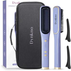 Hair Straightener Brush, Straightening Brush, Fast Heating,Adjustable Temperature Control, Ideal for Fine to Normal Hair, Lightweight and Travel-Friendly Design + Travel CASE