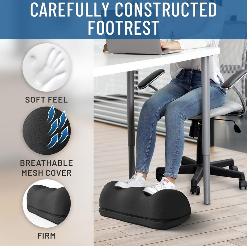Everlasting Comfort Back Cushion and Foot Rest Bundle – Memory Foam Support for Posture, Back Pain Relief, and Enhanced Comfort for Desk, Office, and Gaming Chairs