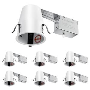 6 Pack 4 Inch Recessed Lighting Housing Remodel,Can Light Housing,IC Rated & Air Tight,E26 Connector,ETL Listed