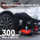 Automotive Creeper Seat with Rolling Wheels, 300 LBS Capacity Mechanic Stool, Heavy Duty Garage Stool with Soft Padded Cushion and Tool Trays, Foldable Design for Easy Storage